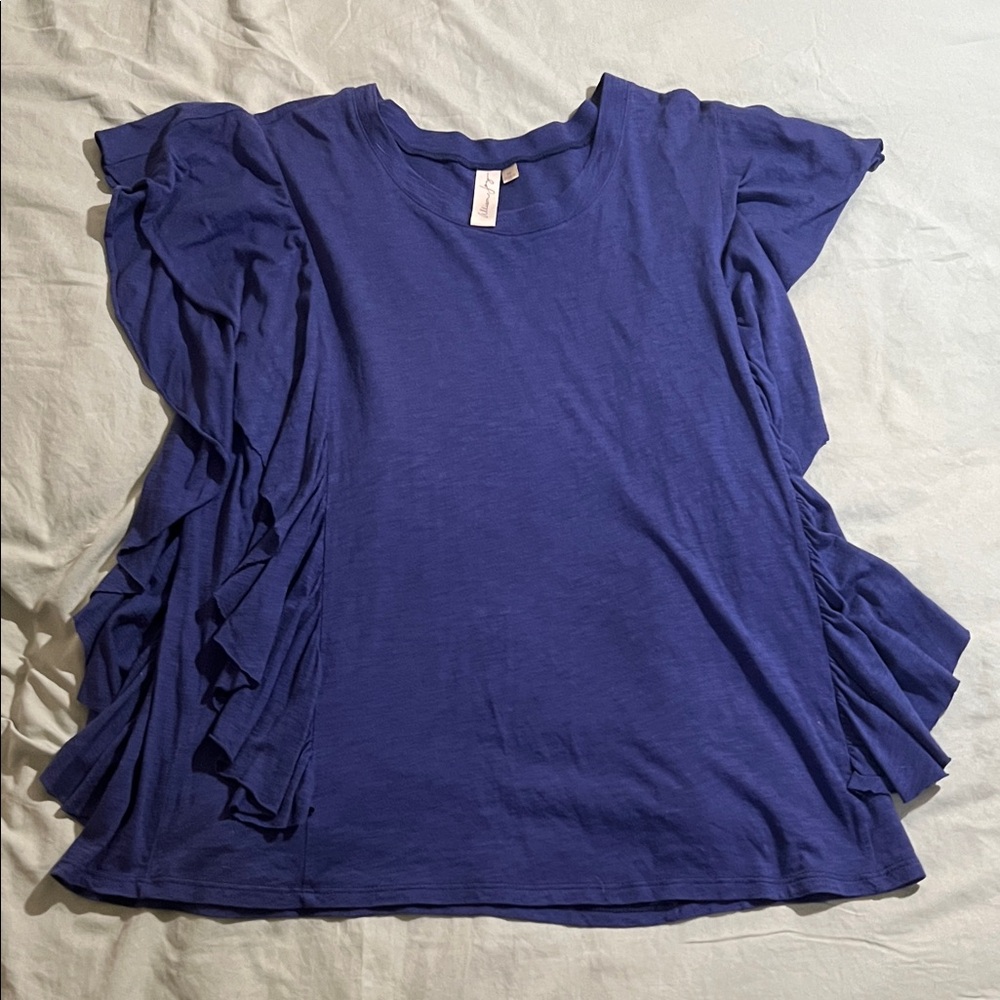 Allison Joy Royal Blue Ruffle Sleeve Tee